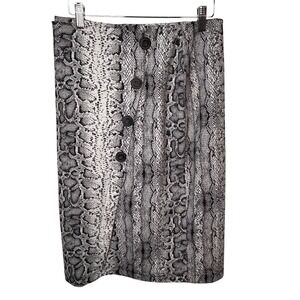SOHO Apparel Ltd Snakeskin Midi Pencil Skirt Women Small Faux Wrap Button
